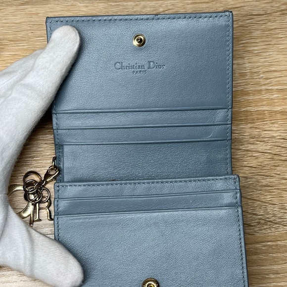Christian Dior Compact Lady Dior Wallet Grey Patent Cannage Calfskin Wallet - Picture 5 of 7